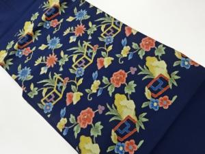 草花模様織出し名古屋帯